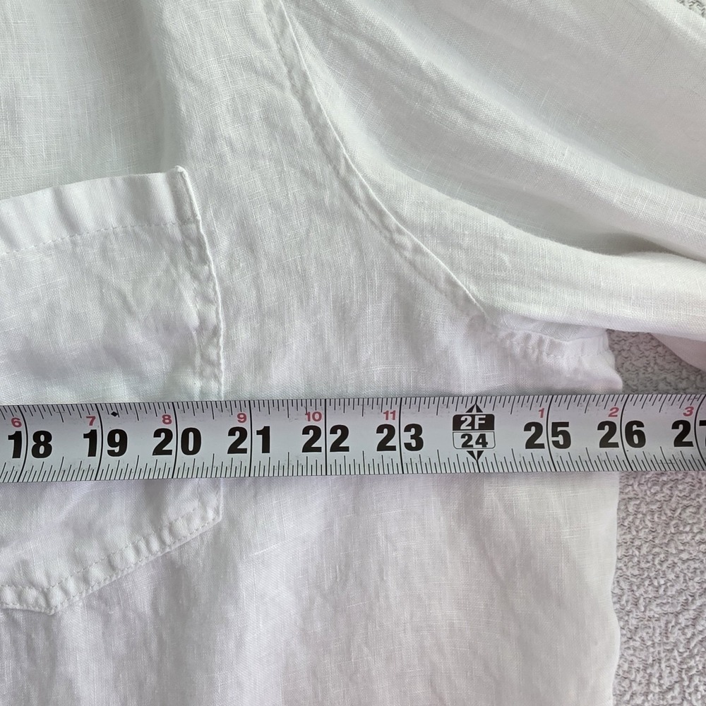 INC Linen Blouse 22W White 3/4 Sleeve Roll Tab Lightweight Top - Picture 4 of 16
